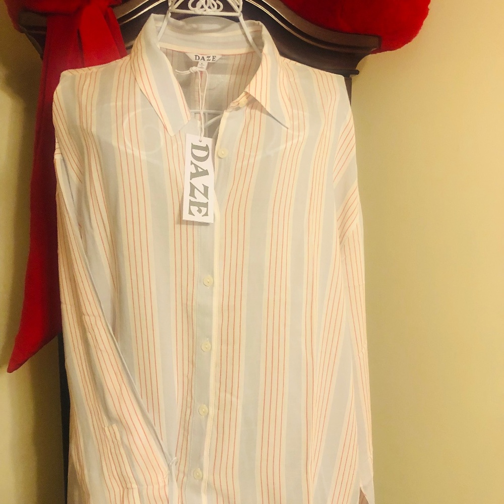 Just in NWT Shopbop  DAZE Women’s Lotus Blouse in Cotton Candy Stripe
